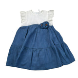 Barcellino Abito Cerimonia Tinta Unita con Applicazioni per Bambina 110310J BLU BARCELLINO 