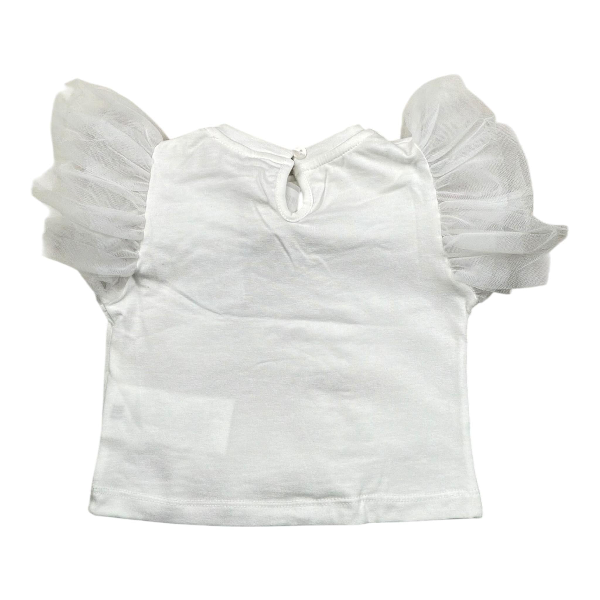 Miss Grant T-Shirt Girocollo Tinta Unita con Applicazioni per Bambina MG1335XJ BIANCO MISS GRANT 