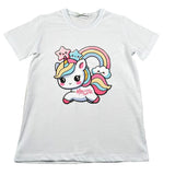 Mousse T-Shirt Girocollo Tinta Unita con Stampa per Bambina UNILEOTT BIANCO MOUSSE 