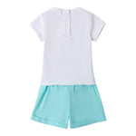 Sarabanda Completo 2 Pezzi T-Shirt-Short per Bambina 0B213 BIANCO/AZZURRO SARABANDA 