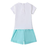 Sarabanda Completo 2 Pezzi T-Shirt-Short per Bambina 0B213 BIANCO/AZZURRO SARABANDA 