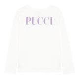 EMILIO PUCCI shirt girocollo tinta unita con stampa in contrasto Panna per Bambina PV8A30 PANNA EMILIO PUCCI 