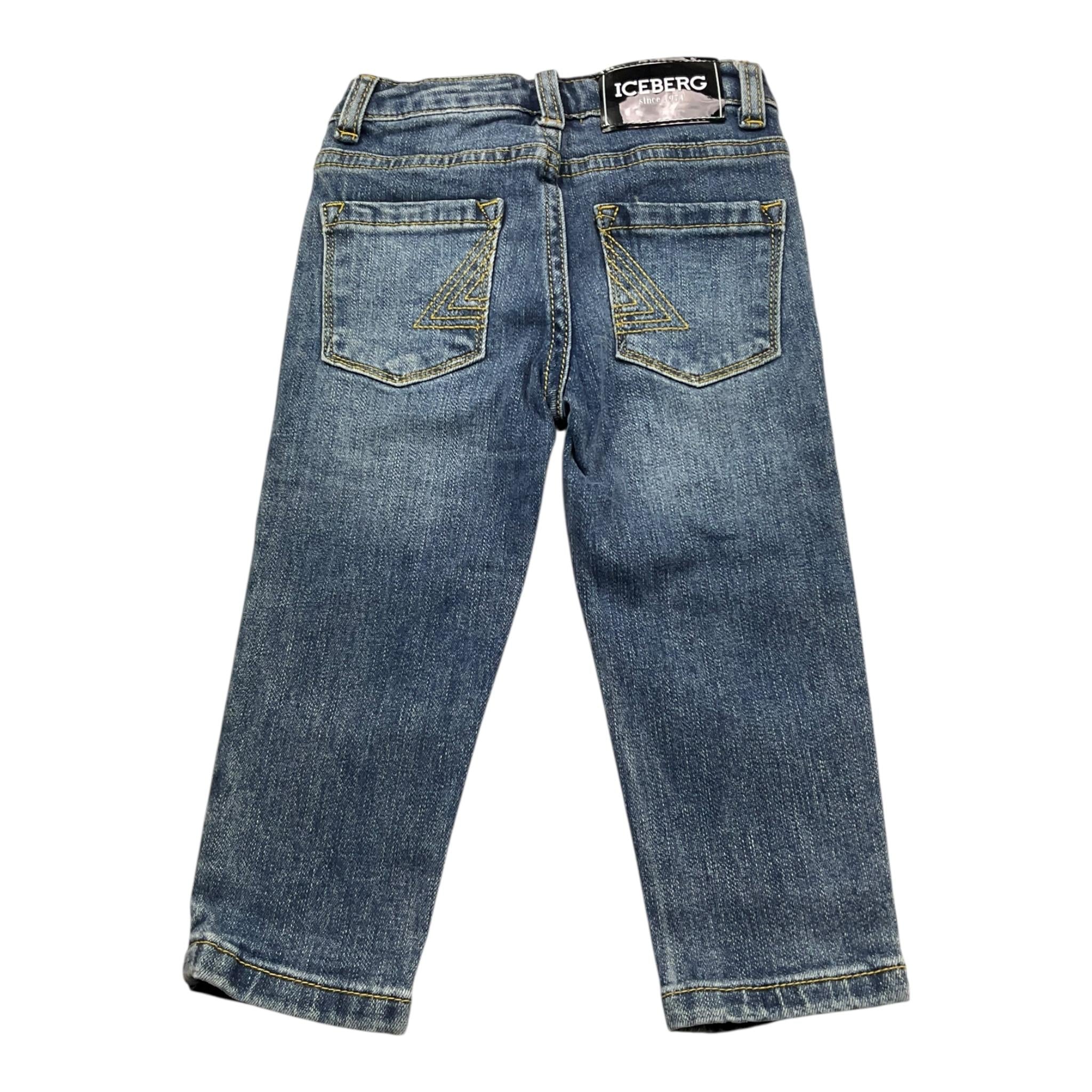 Iceberg Jeans Tinta Unita con Girovita Regolabile per Neonato PTICE4313BN BLU ICEBERG 