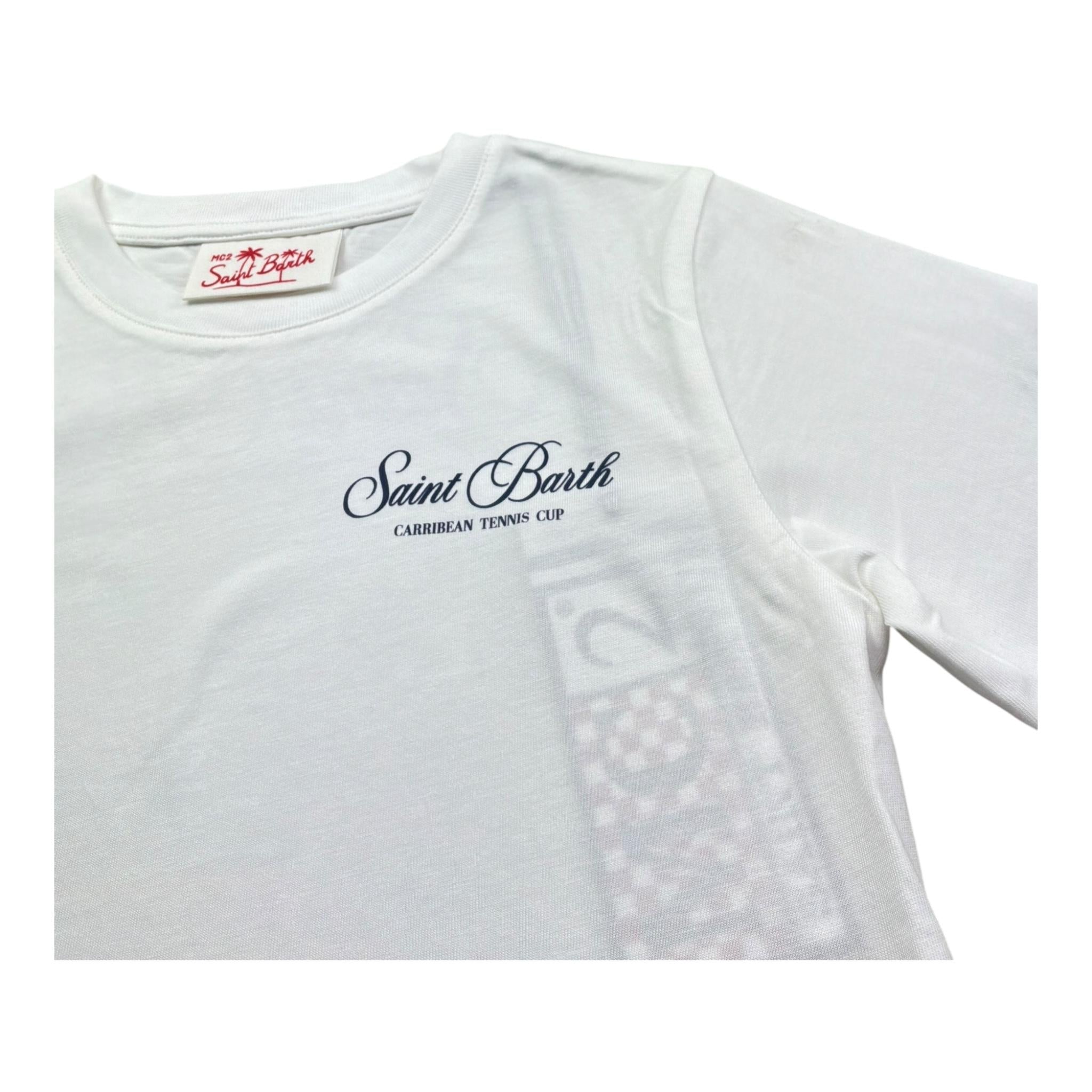 Saint Barth T-Shirt Girocollo Tinta Unita con Stampa per Bambino 00931L BIANCO SAINT BARTH 