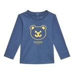 GUESS shirt girocollo tinta unita ocn logo Blu per Neonato I4YI01K8HM4 BLU GUESS 