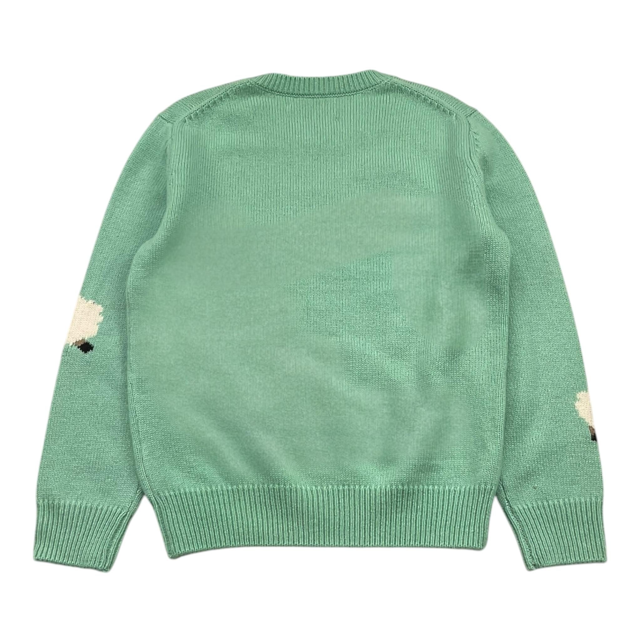 SAINT BARTH maglia girocollo tinta unita con stampa Verde per Bambina SHEEP VERDE SAINT BARTH 