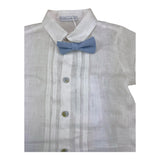 Barcellino Completo 3 Pezzi Camicia-Bermuda-Papillon Bianco per Neonato