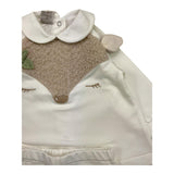 MARLU' complato 2pz shirt-ghettina tinta unita con stampa Bianco per Neonata IG1016 BIANCO MARLU' 