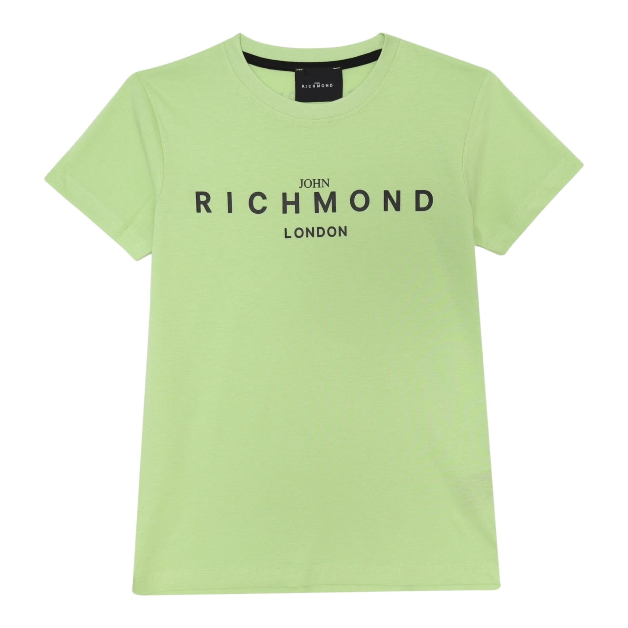 John Richmond T-Shirt Girocollo Tinta Unita con Stampa per Bambino RBP25003TSXX VERDE JOHN RICHMOND 
