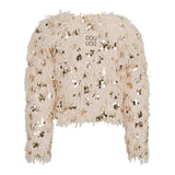 Dou Dou Cardigan Tinta Unita con Paillettes E Piume per Bambina DW2A44 BEIGE DOU DOU 