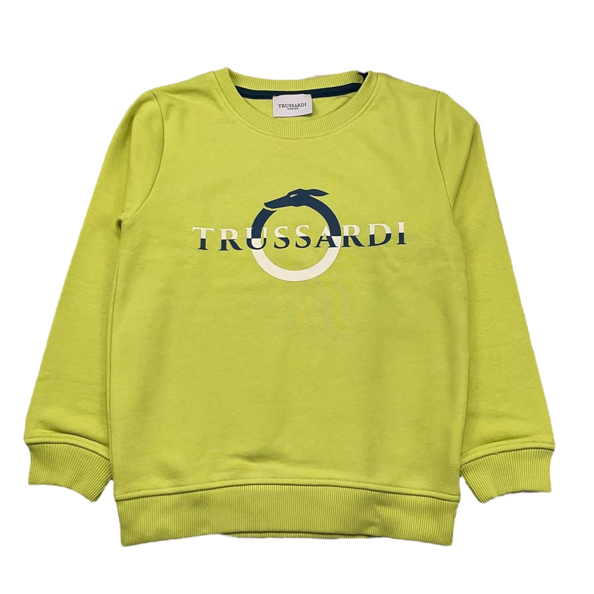 TRUSSARDI felpa chiusa girocollo tinta unita con stampa Verde per Bambino TIA24048FEJ VERDE TRUSSARDI 