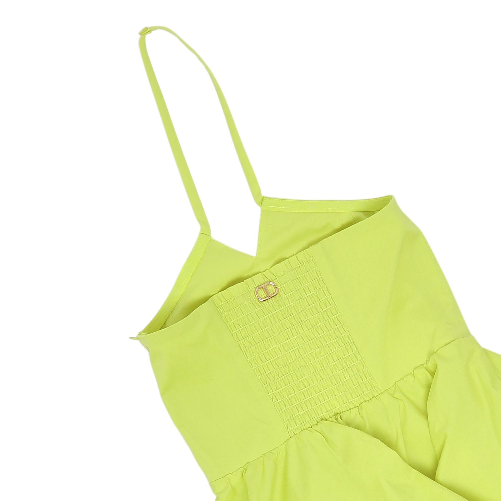 Twinset Abito Tinta Unita con Bretelle per Bambina 251GJ2420 VERDE ACIDO TWINSET 