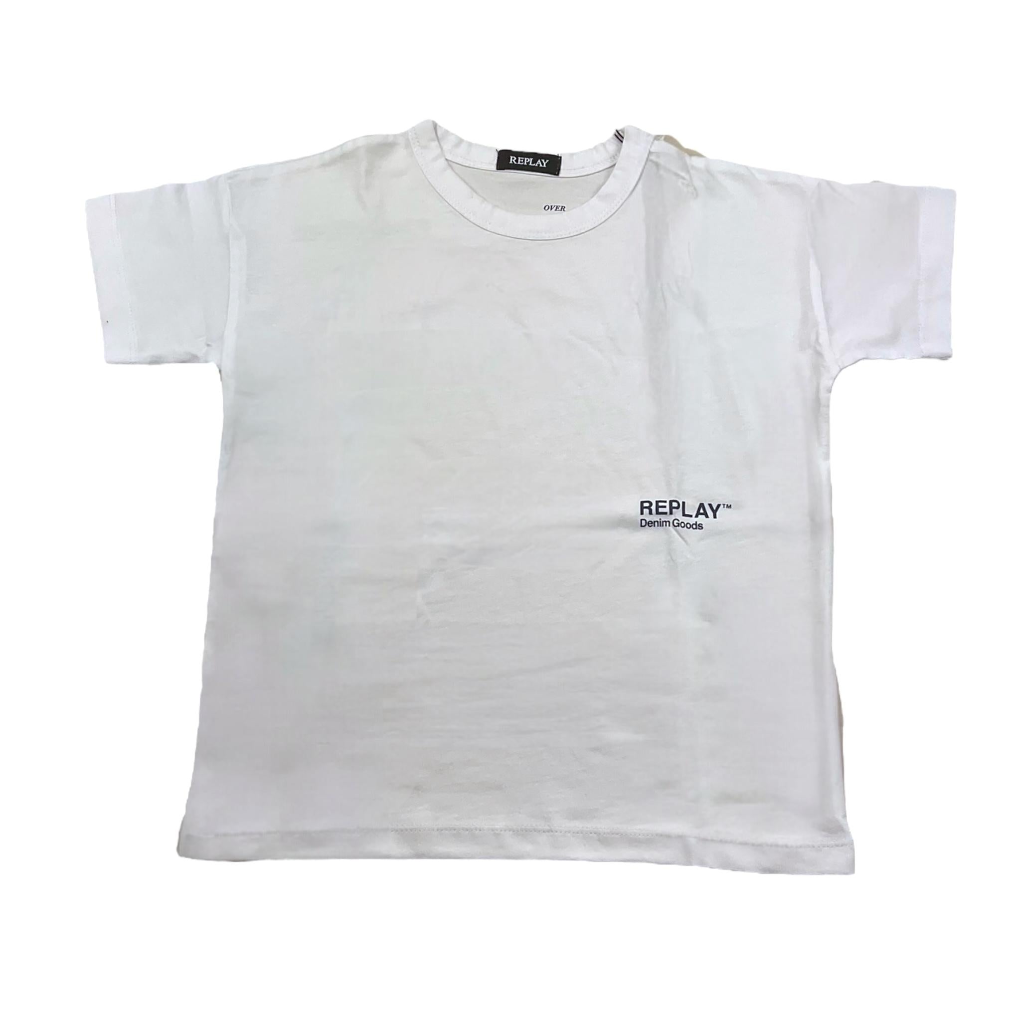 Replay T-Shirt Girocollo Tinta Unita con Stampa per Bambino SB7119 BIANCO REPLAY 