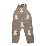 Chicco Salopette In Maglia Tinta Unita Con Ricami Conigli Beige Per Neonato