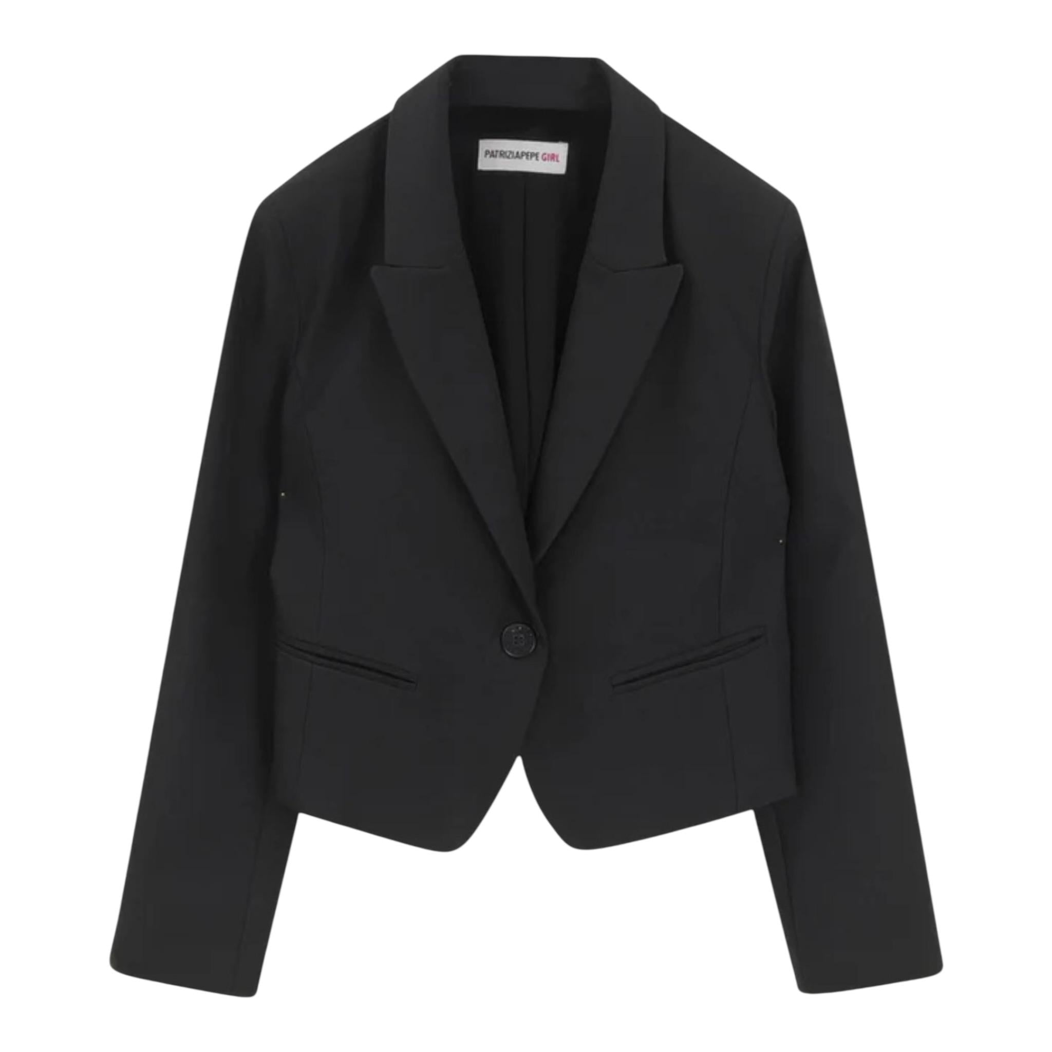 Patrizia Pepe Giacca tinta unita Modello Crop Nero per Bambina 7S0277XX NERO PATRIZIA PEPE 