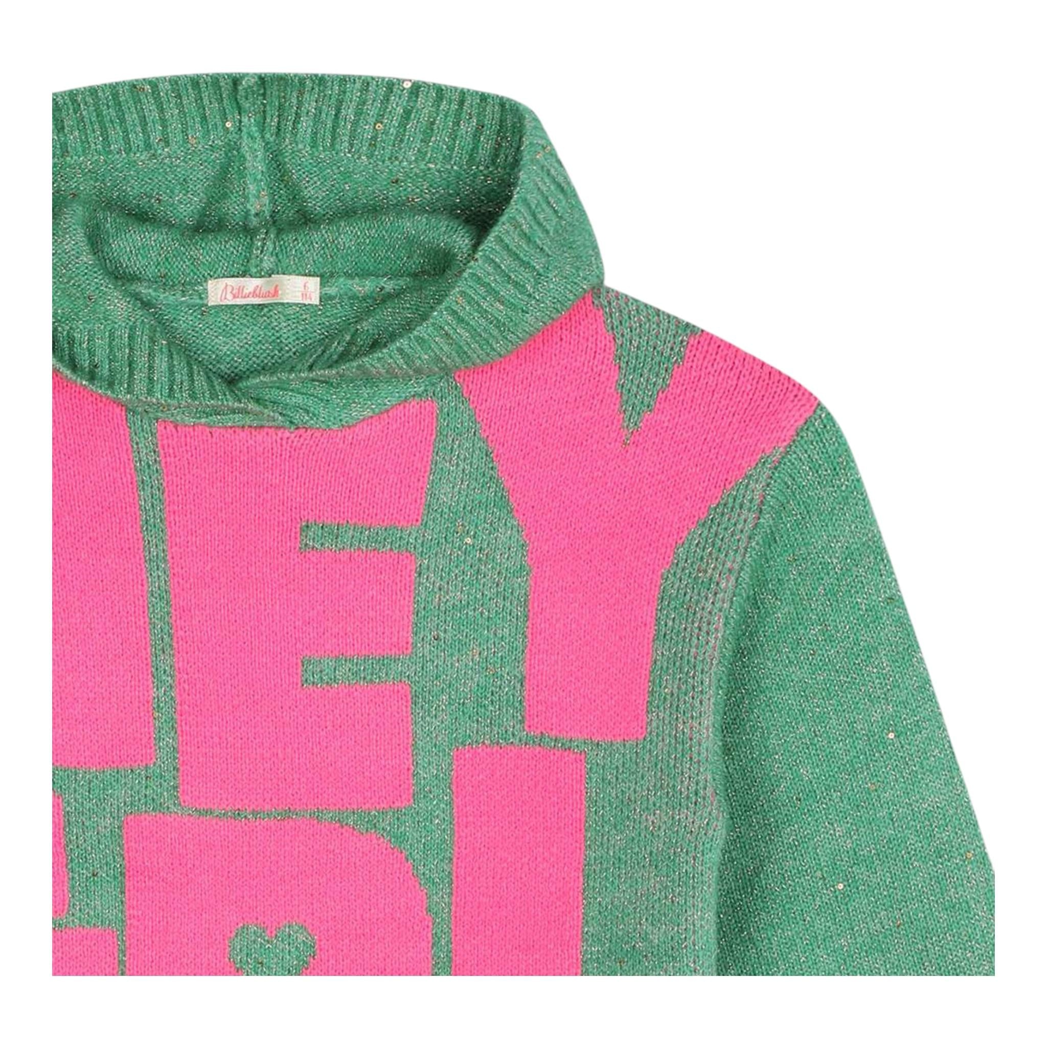BillIEBLUSH abito tinta unita con cappuccio manica lunga e stampa Verde per Bambina U20512 VERDE BillIEBLUSH 