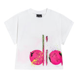 Diadora T-Shirt Girocollo Tinta Unita Con Logo Bianco Per Bambina
