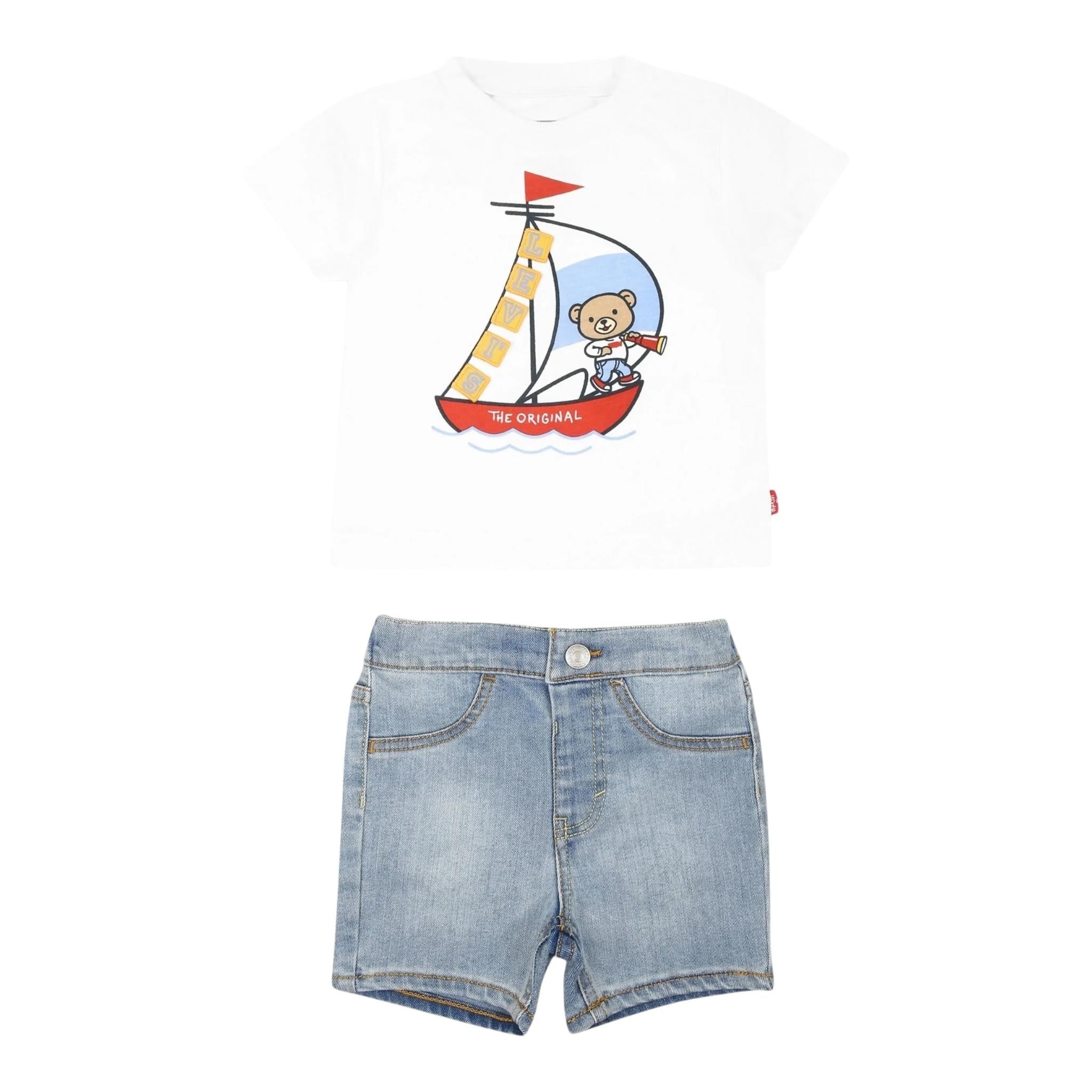 Levi'S Completo 2 Pezzi T-Shirt-Bermuda per Bambino 6EM326J BIANCO LEVI'S 