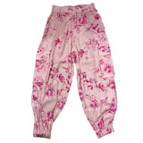 Miss Blumarine Pantalone Tinta Unita Fantasia Floreale Rosa Per Bambina