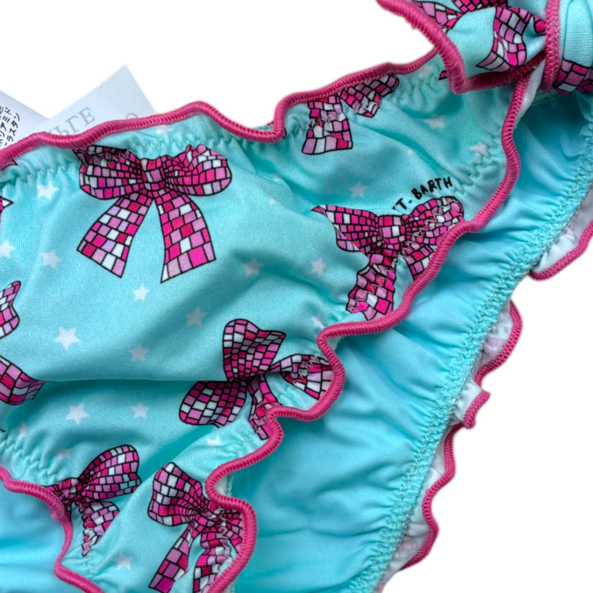 Saint Barth Costume 2 Pezzi Slip-Triangolo Tinta Unita con Stampa per Bambina 00517L AZZURRO SAINT BARTH 