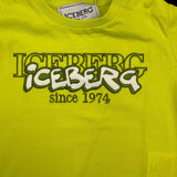 Iceberg T-Shirt Girocollo Tinta Unita con Stampa Verde Acido per Neonato