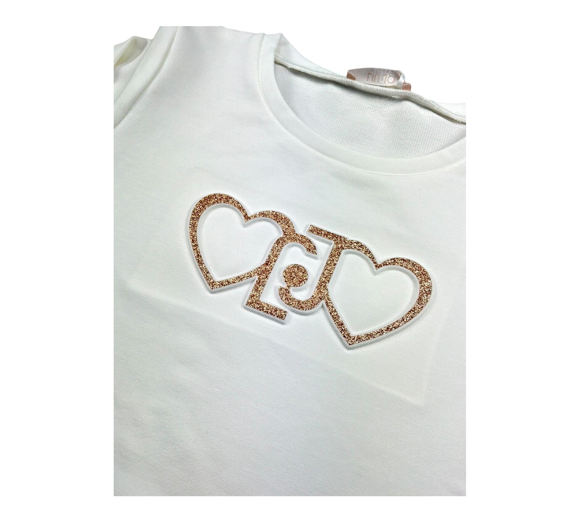 Liu Jo Felpa Chiusa Girocollo Tinta Unita con Logo per Bambina KA5014J BIANCO LIU JO 