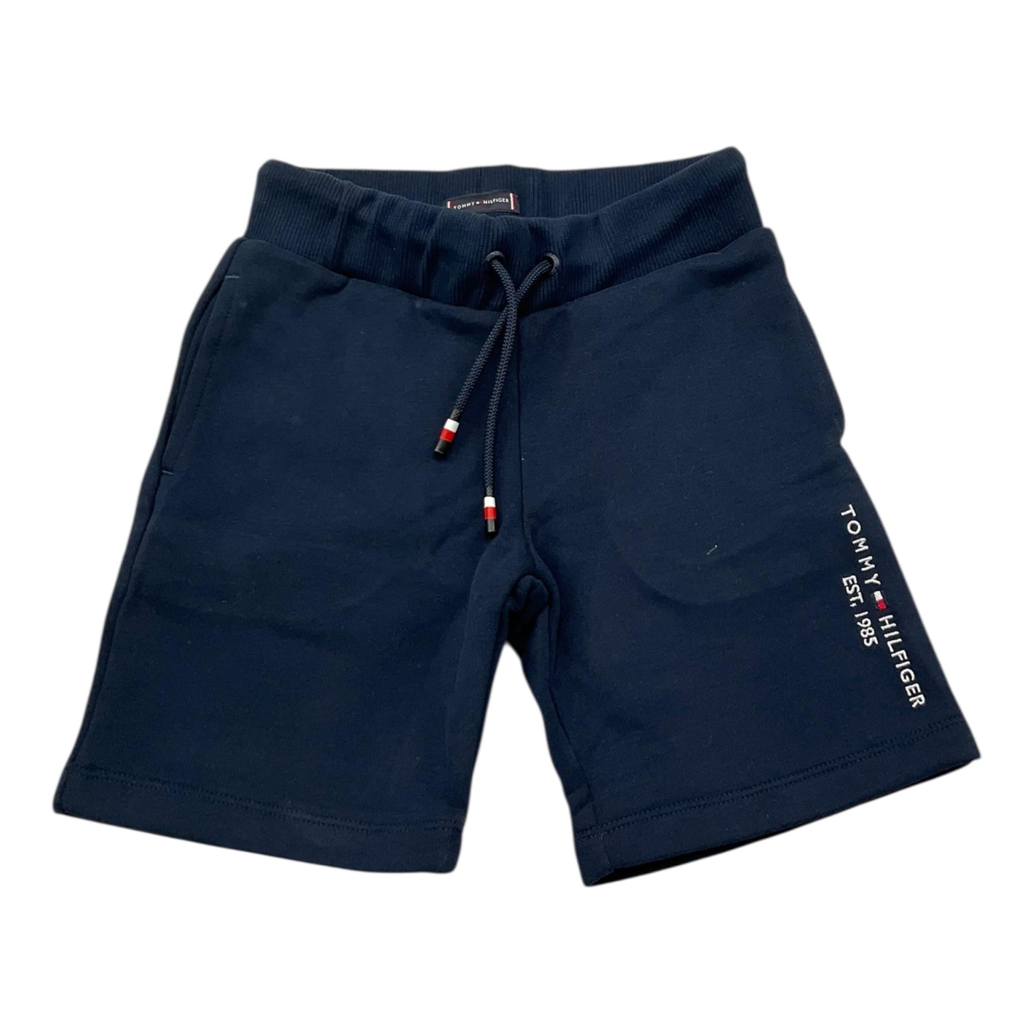 Tommy Hilfiger Bermuda Felpa Tinta Unita con Logo per Bambino KB0KB09667 BLU TOMMY HILFIGER 