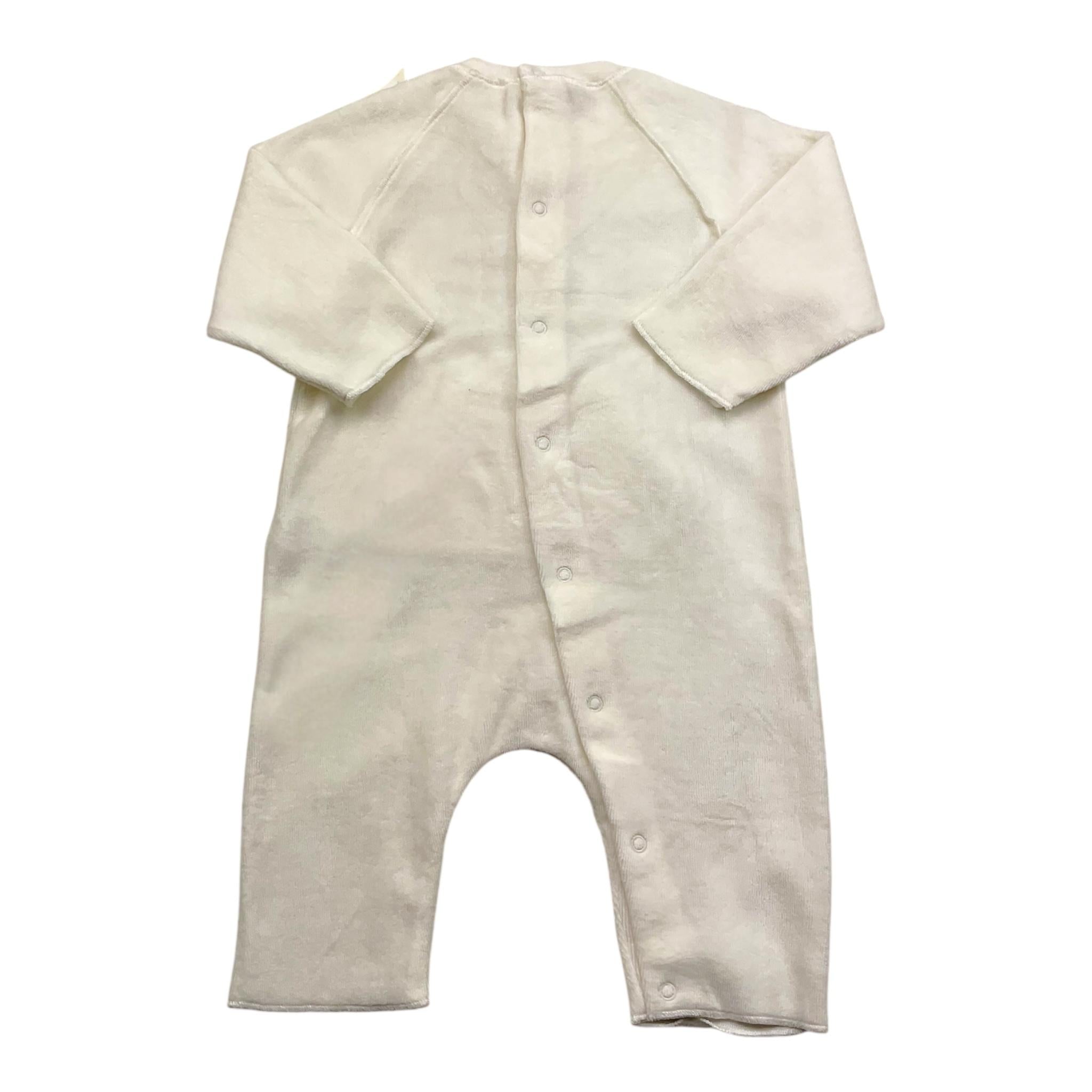 TEDDY E MINOU tutina tinta unita in velluto Bianco per Neonato I24TU039M0137 BIANCO TEDDY E MINOU 