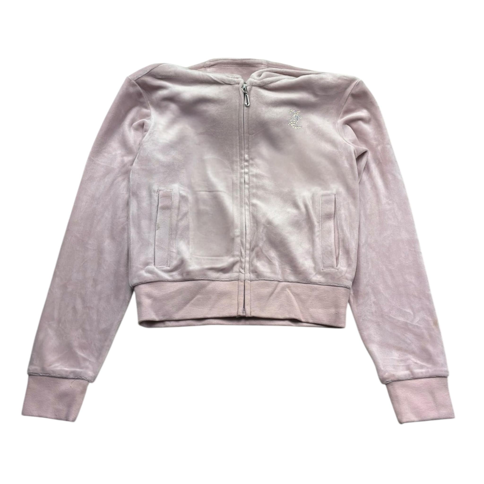 Juicy Couture Felpa Tinta Unita con Zip E Cappuccio In Velluto per Bambina JBX6616 ROSA JUICY COUTURE 