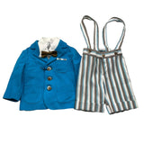 Colori Chiari Completo 4 Pezzi Giacca-Camicia-Papillon-Bermuda Azzurro Per Neonato