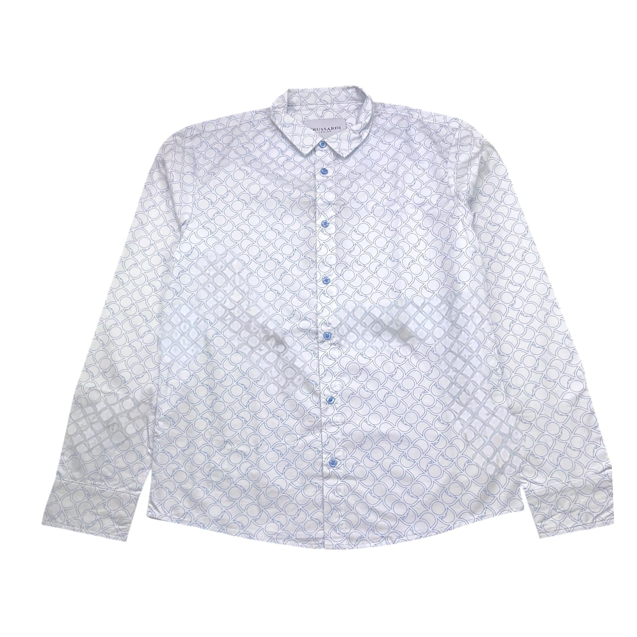 Trussardi Camicia Tinta Unita Manica Lunga con Fantasia per Bambino TBP24116CA BIANCO TRUSSARDI 