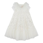 Billieblush Abito Tinta Unita con Tulle E Paillettes per Bambina U20989 BIANCO BillIEBLUSH 