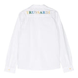 Trussardi Camicia Manica Lung Tinta Unita con Stampa Logo Bianco per Neonato