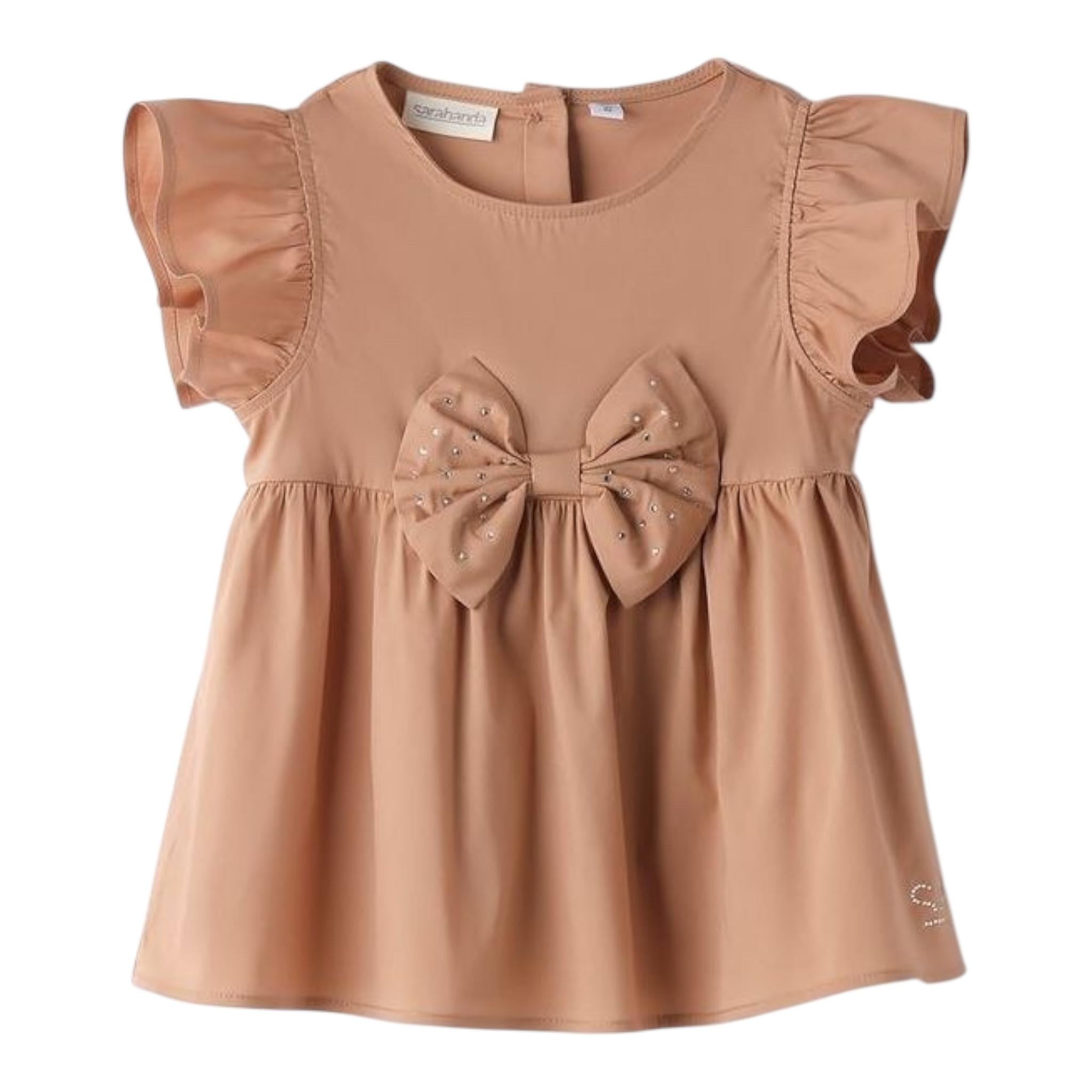 Sarabanda Camicia Mezza Manica con Fiocco per Neonata 0B538N MARRONE SARABANDA 