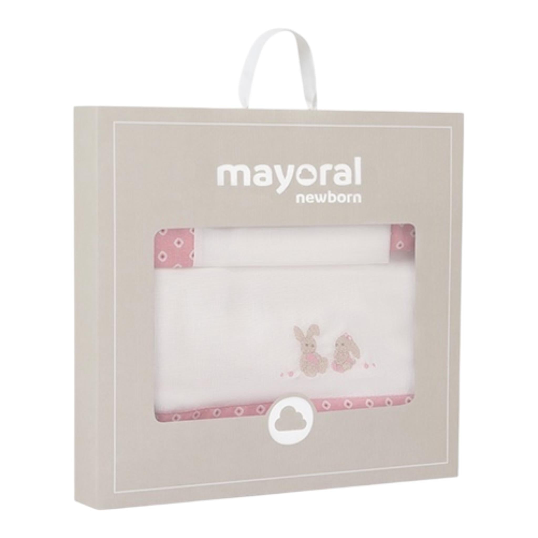 Mayoral Set Coperta 3 Pezzi Bicolore con Stampa per Neonata 9466 BIANCO/ROSA MAYORAL 