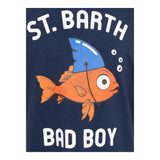 Saint Barth T-Shirt Girocollo Tinta Unita Stampa Pesce per Bambino TSH001 BLU SAINT BARTH 