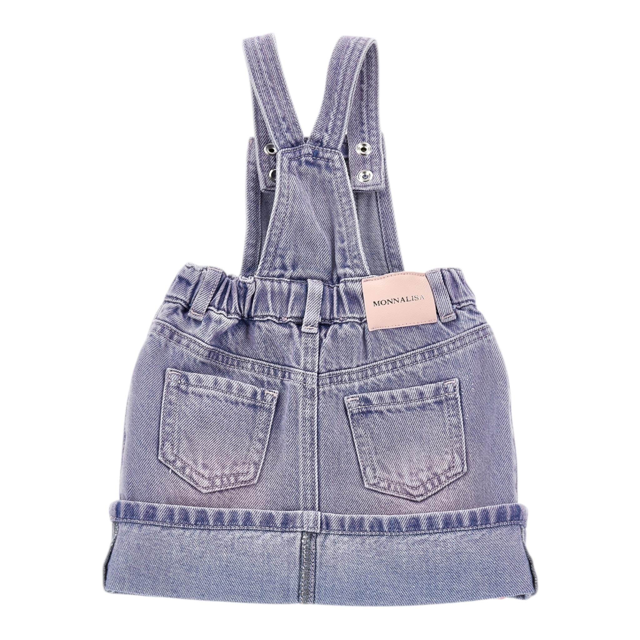 Monnalisa Salopette In Denim Tinta Unita con Applicazioni per Neonata 39E701 VIOLA MONNALISA 