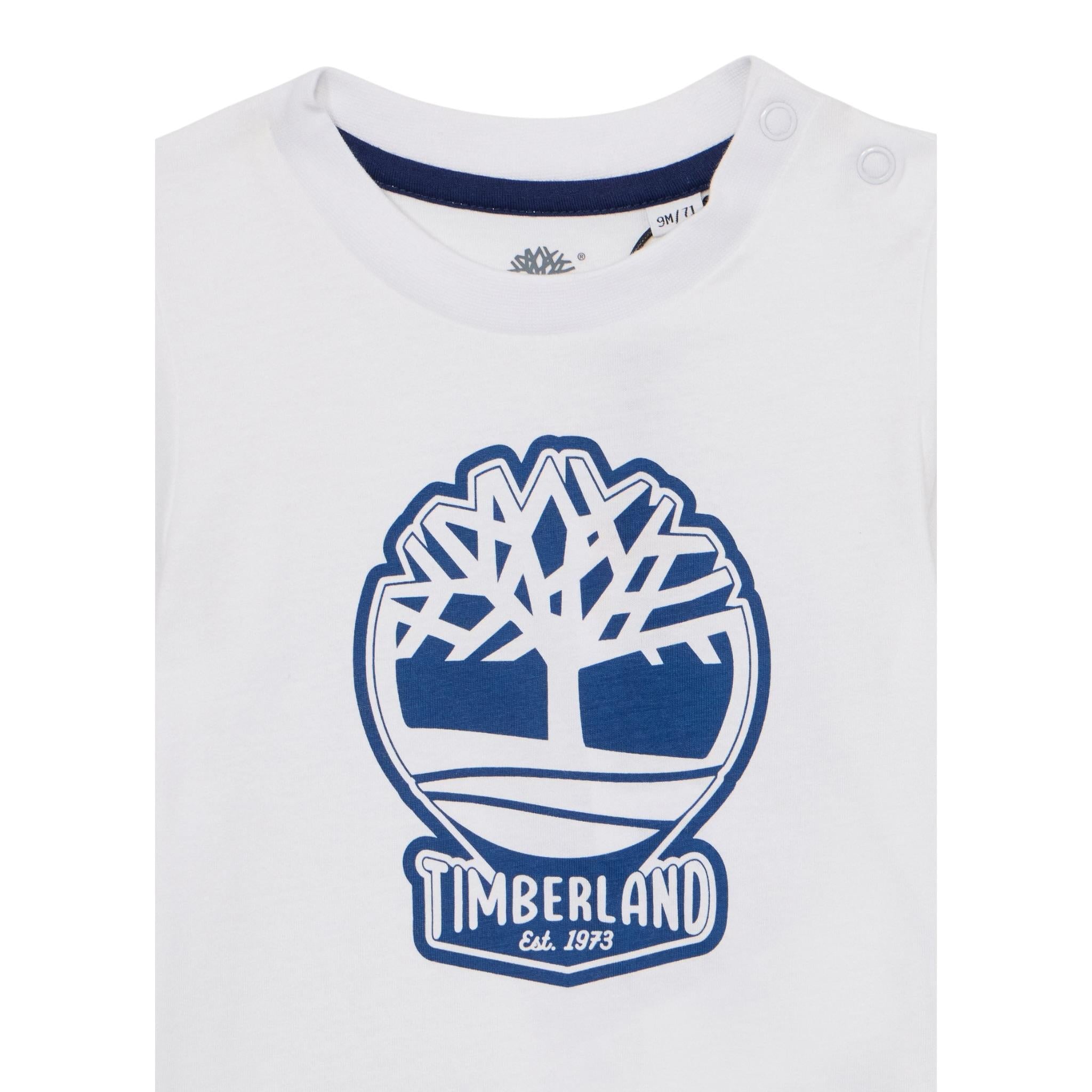 Timberland T-Shirt Girocollo Tinta Unita con Stampa per Bambino T60506X BIANCO TIMBERLAND 