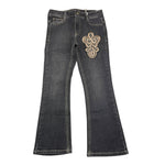 HATE LOVE jeans tinta unita modello zampa Nero per Bambina OJPT00757 NERO HATE LOVE 