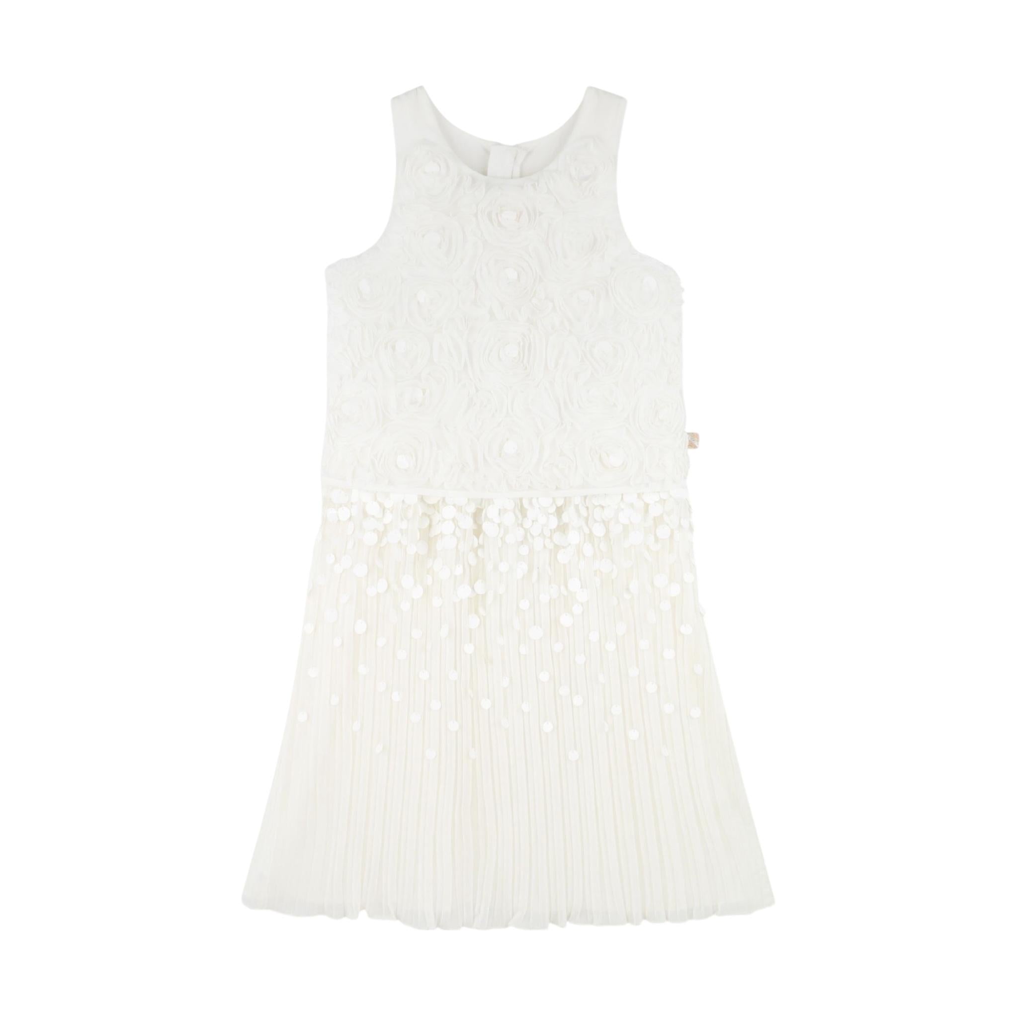 Billieblush Abito Tinta Unita con Fiori Giromanica per Neonata U21132 BIANCO BillIEBLUSH 