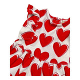 Agatha Ruiz Abito Giromanica Tinta Unita Fantasia Cuori Bianco/Rosso Per Neonata