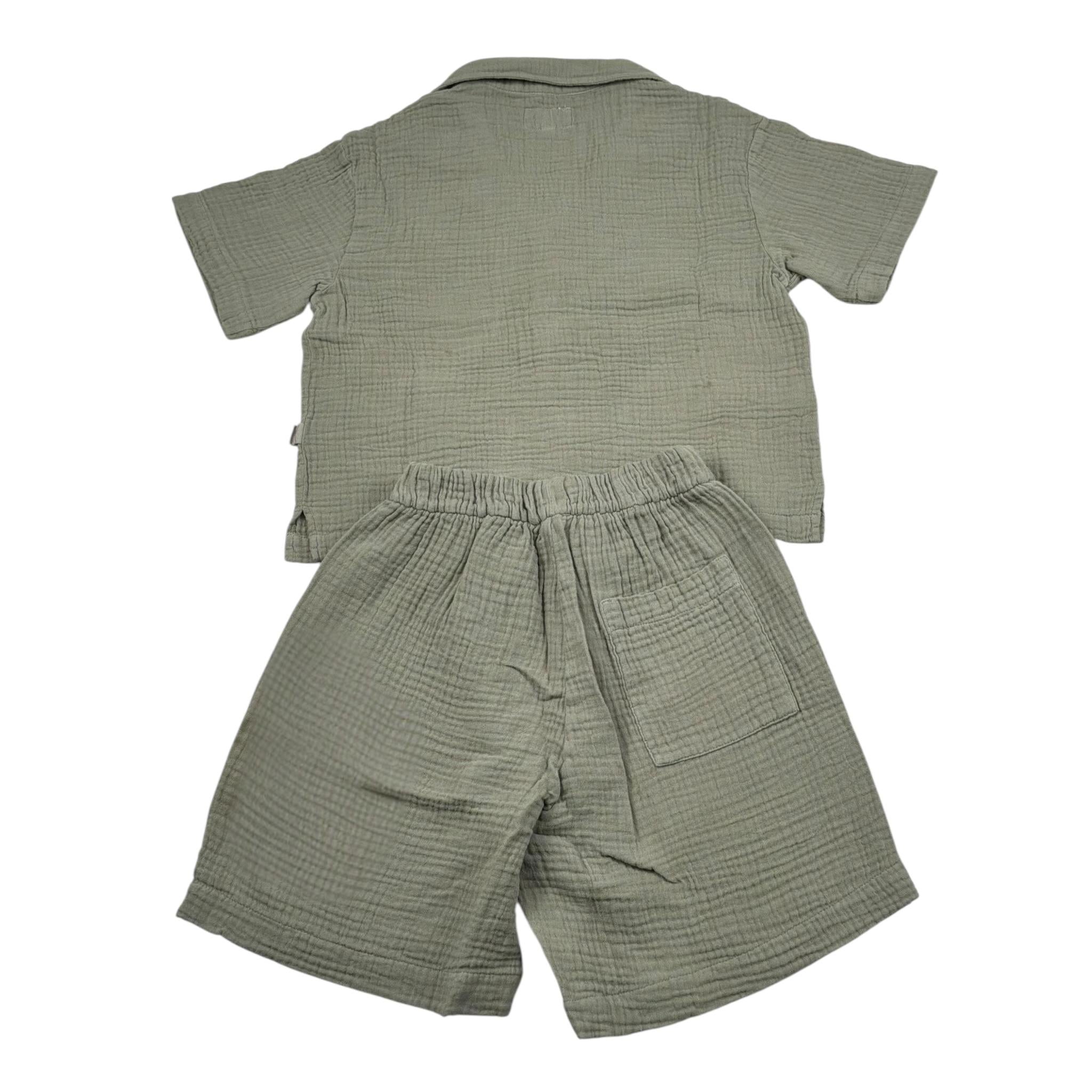 Teddy E Minou Completo 2 Pezzi Camicia-Bermuda Tinta Unita per Neonato E25CP075C6041NX VERDE TEDDY E MINOU 