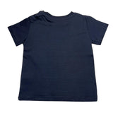 Cesare Paciotti T-Shirt Tinta Unita Girocollo con Stampa Logo Blu per Neonato
