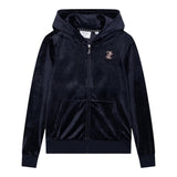 Juicy Couture Felpa In Camoscio Tinta Unita con Zip e Cappuccio Nero per Bambina