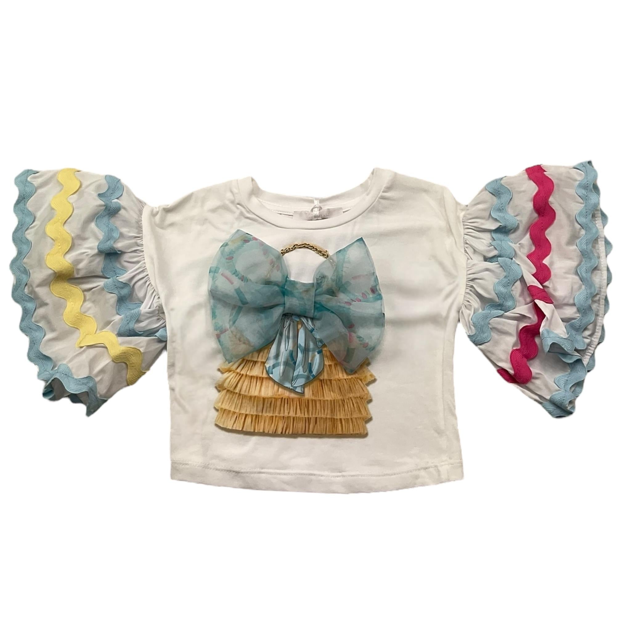 Miss Grant T-Shirt Tinta Unita Girocollo con Stampa per Neonata MG1300N BIANCO MISS GRANT 