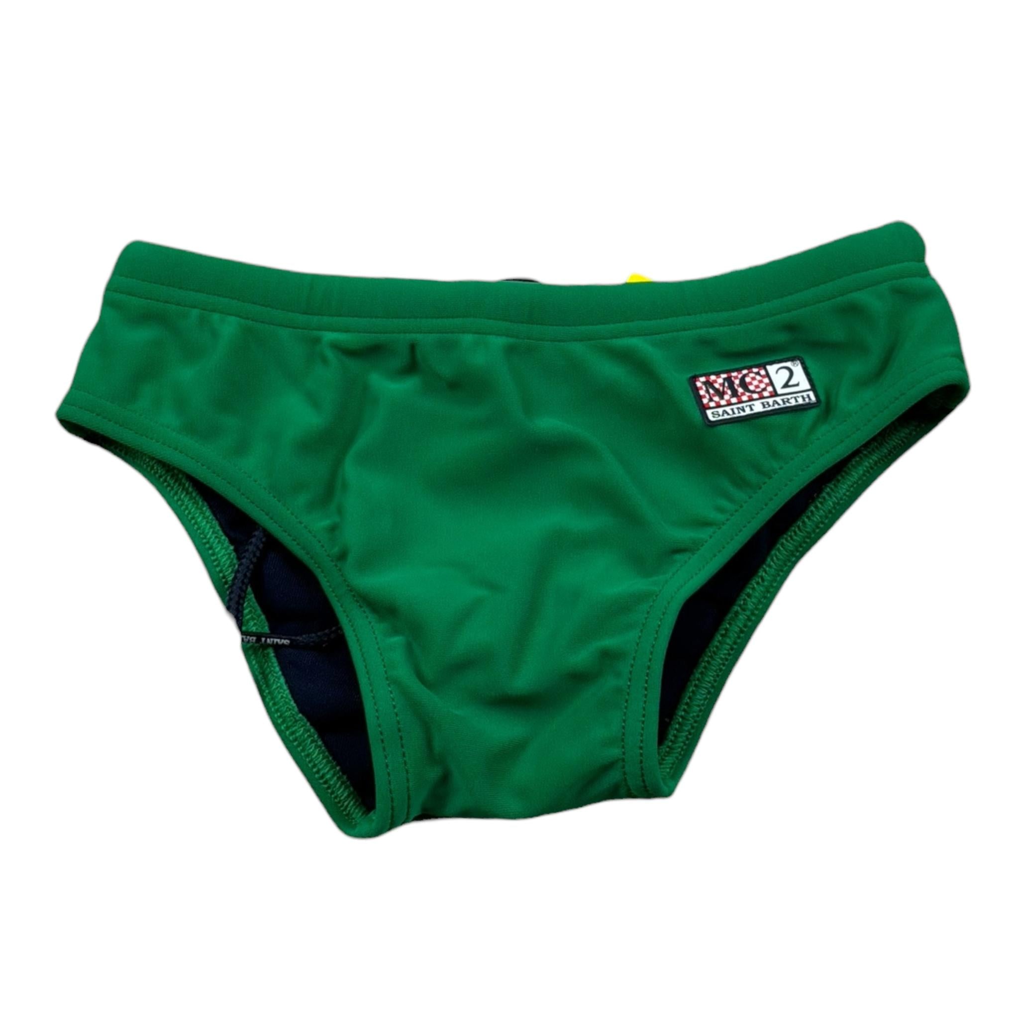 Saint Barth Costume Mutandina Tinta Unita per Neonato BIL00010N VERDE SAINT BARTH 