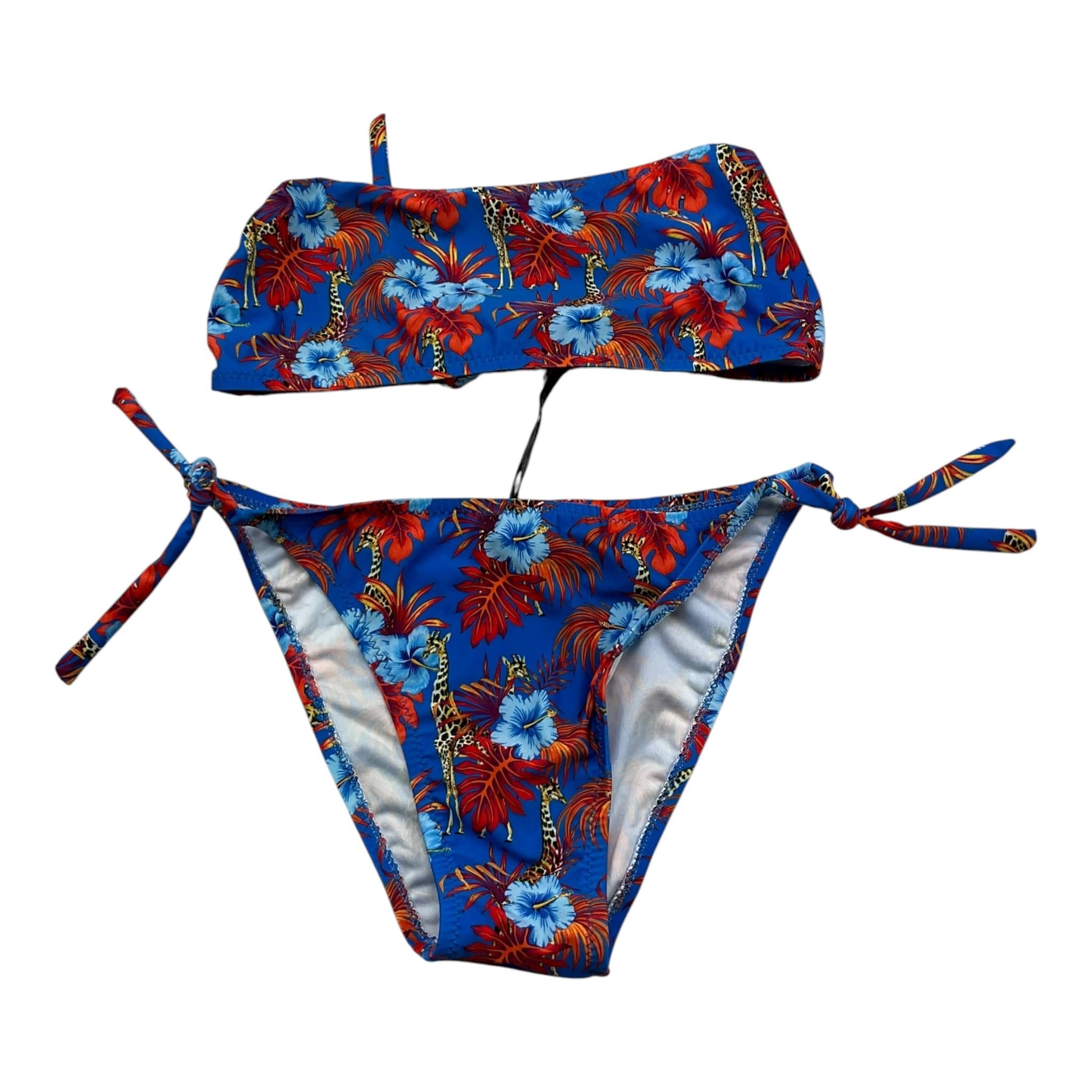 Matinée Costume 2 Pezzi Slip-Fascia Tinta Unita con Fantasia per Bambina CC1018 BLU MATINÉE 