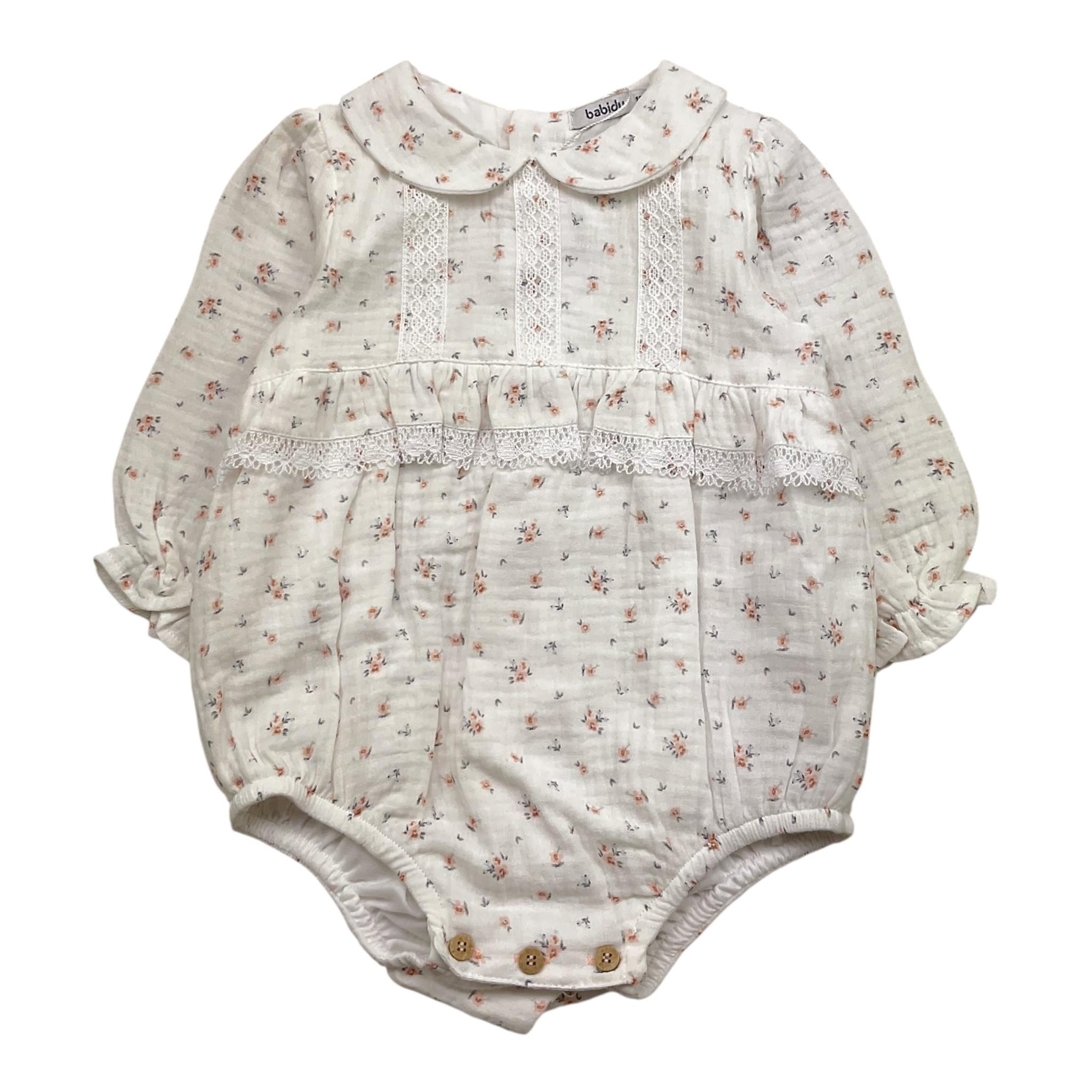 BABIDU pagliaccetto tinta unita con fantasia fiori Bianco per Neonata 30566 BIANCO BABIDU 