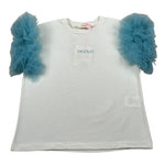 Vicolo T-Shirt tinta unita con Rouches Panna/Azzurro per Bambina 3146M00125 PANNA/AZZURRO VICOLO 