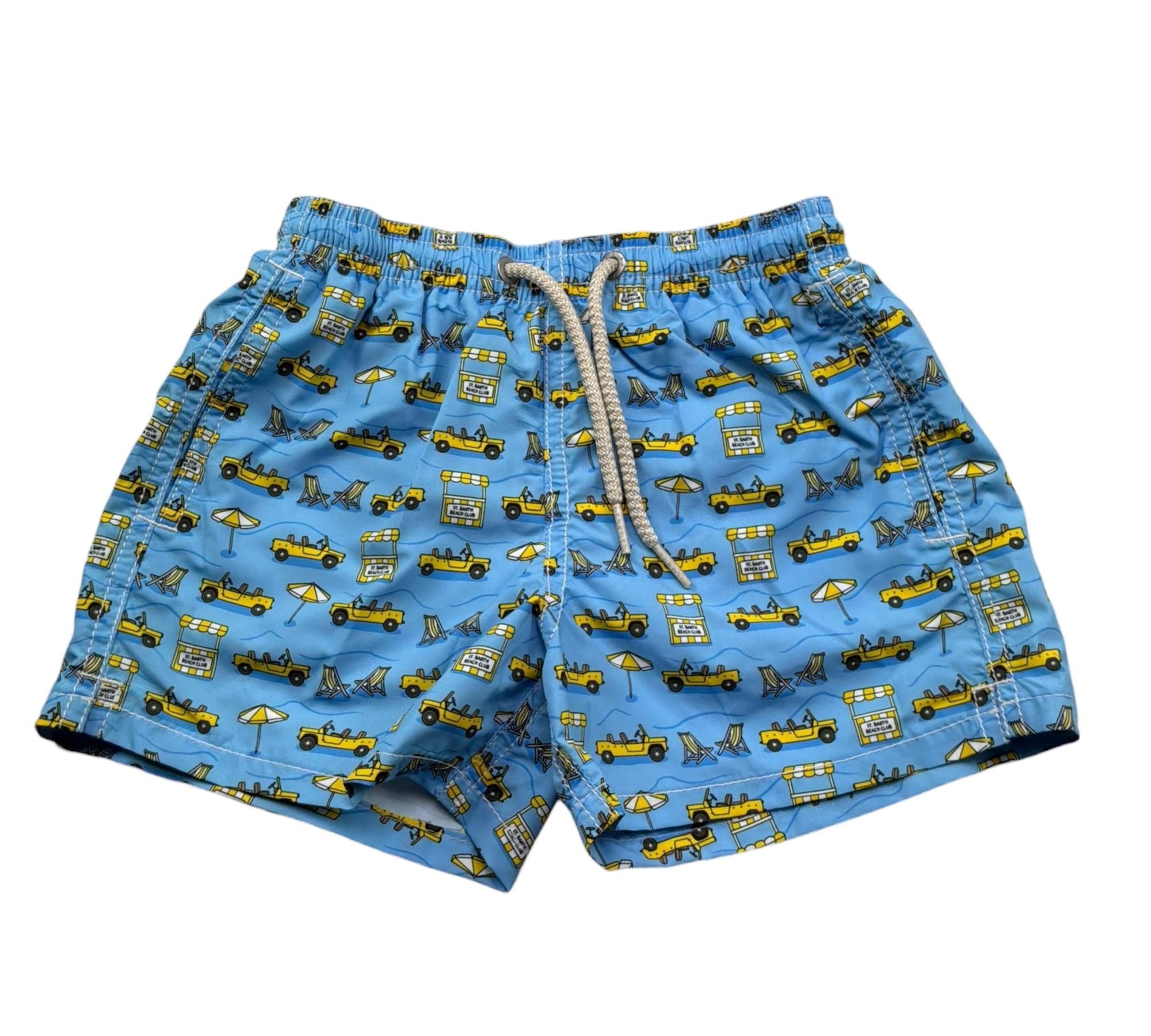 Saint Barth Costume Tinta Unita con Stampe Macchine per Bambino ROAD AZZURRO SAINT BARTH 